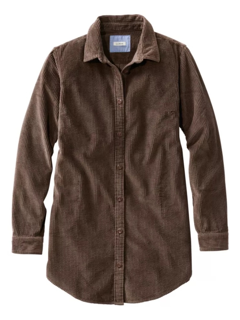 LL Bean comfort corduroy relaxed tunic XL dark cinder button up shirt shacket